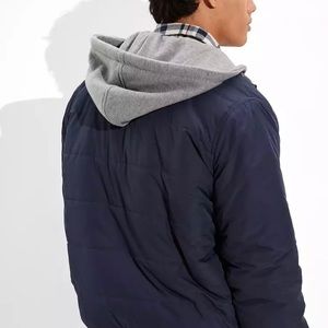 Nwt Ae Reversible Varsity Puffer Jacket 